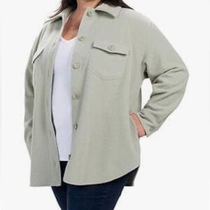 Hillary Radley Button-Front Women's Shacket in Light Sage
